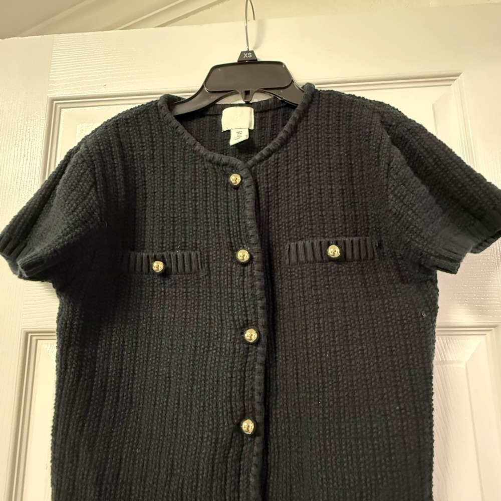 H&M Black Knit Cardigan with Gold Accents - Picture 3 of 8